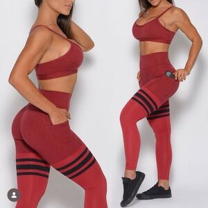 Bombshell Sportswear Red and Black thigh high Leggings